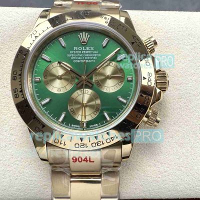 High quality Replica New Rolex Cosmograph Daytona Green Dial Yellow Gold Oyster Watch 